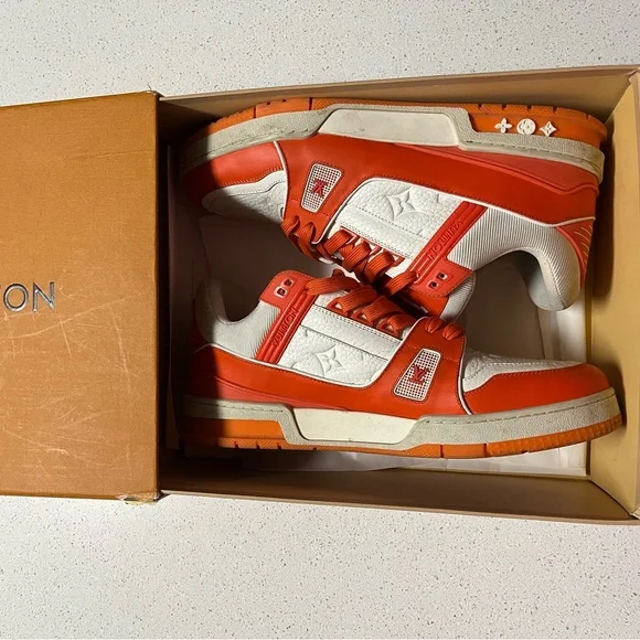 Louis Vuitton Orange and Cream Sneakers - Picture 2 of 3